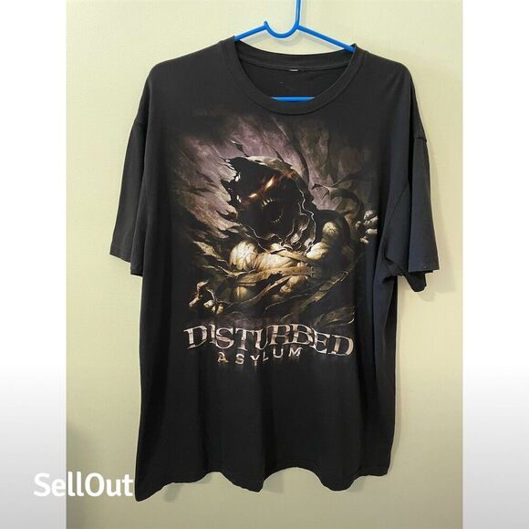 Disturbed Other - Disturbed Asylum Tour Men's XL Black Graphic T-Shirt Short Sleeve